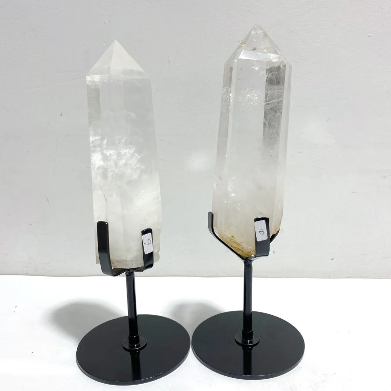 4 Pieces Large Clear Quartz Point Raw Bottom With Stand #5 - Image 8