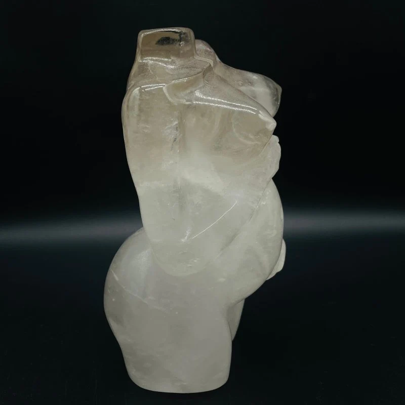 Large Clear Quartz Pregnant Female Goddess Carving - Image 3