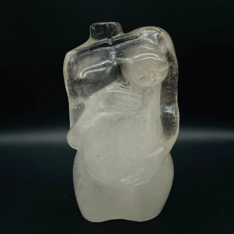 Large Clear Quartz Pregnant Female Goddess Carving - Image 4