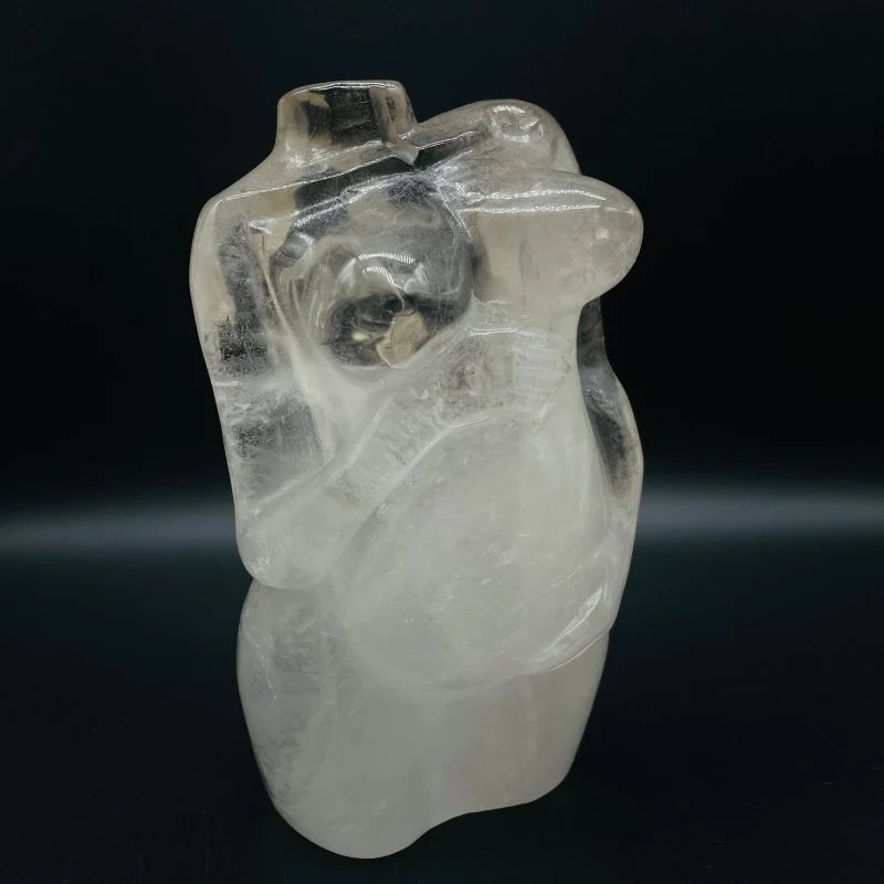 Large Clear Quartz Pregnant Female Goddess Carving - Image 6