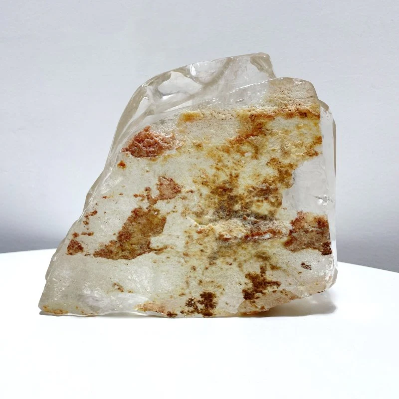 Large Clear Quartz Skull Back Rough Carving - Image 2
