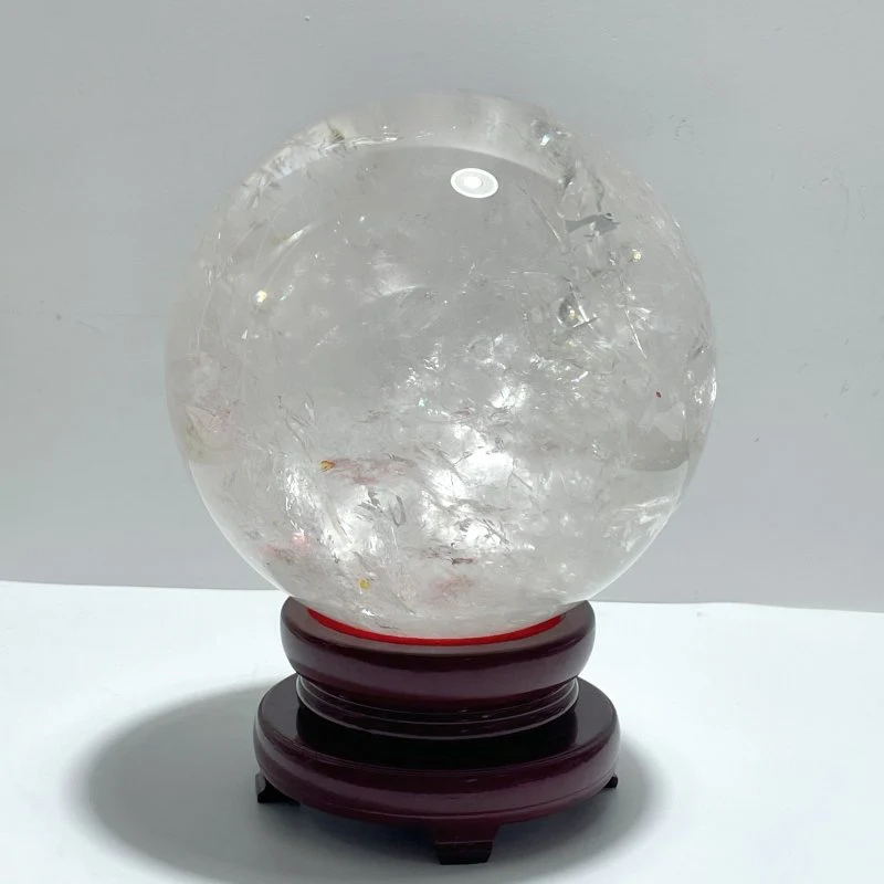 Large 23.8cm Rare Clear Quartz Sphere With Rainbow For Collection