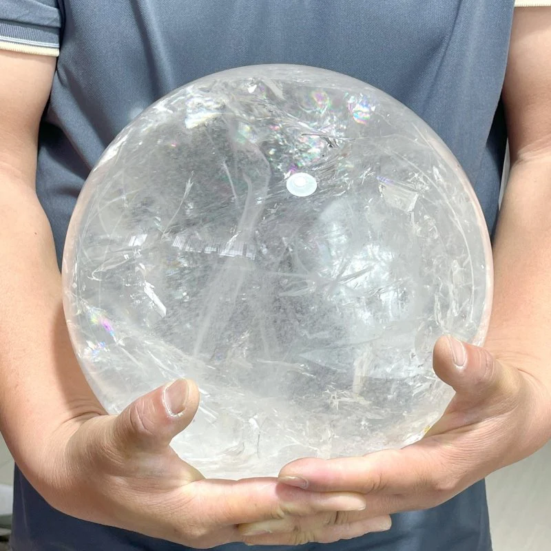 Large 23.8cm Rare Clear Quartz Sphere With Rainbow For Collection - Image 2