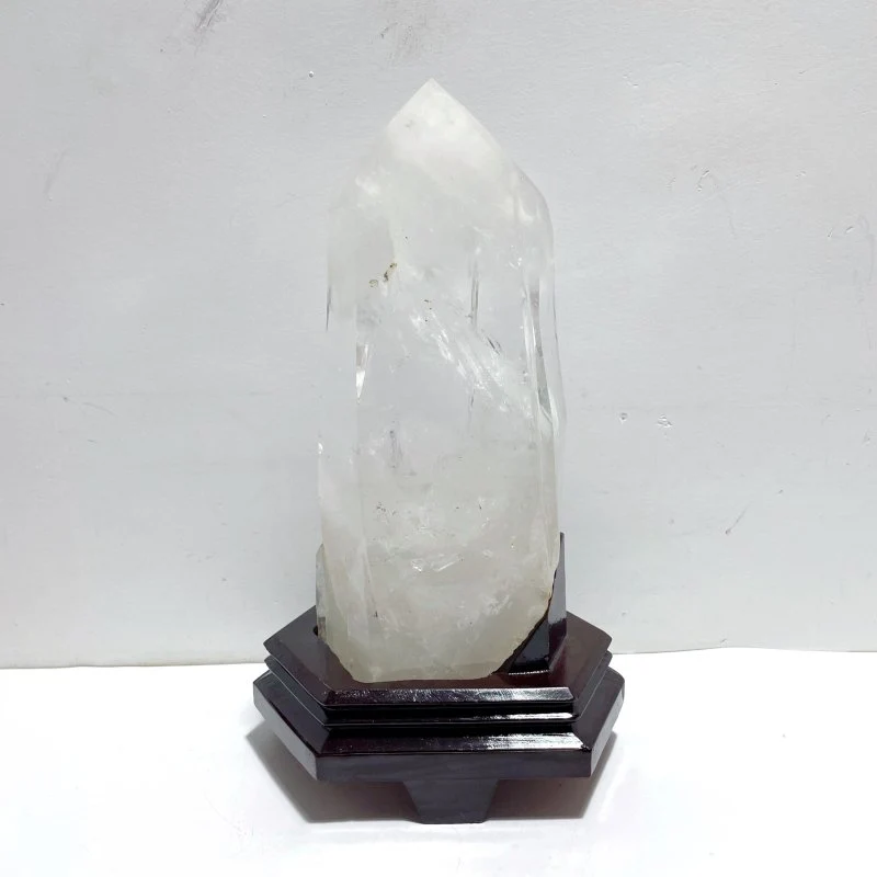 Large Clear Quartz Tower Point With Stand With Rainbow