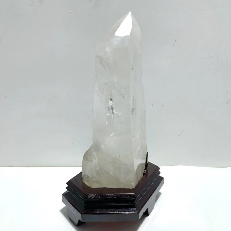 Large Clear Quartz Tower Point With Stand With Rainbow - Image 2