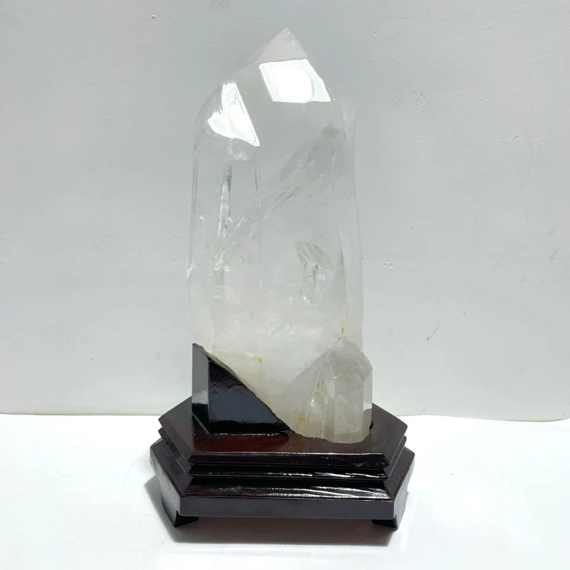 Large Clear Quartz Tower Point With Stand With Rainbow - Image 3