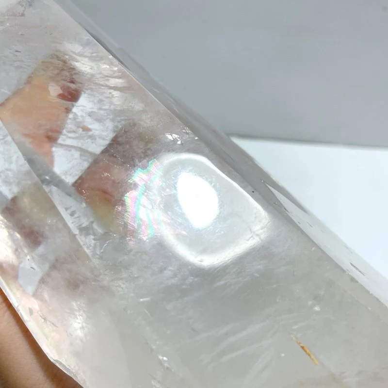 Large Clear Quartz Tower Point With Stand With Rainbow - Image 4
