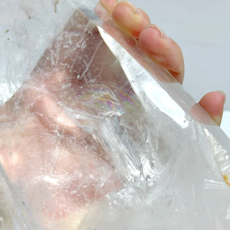 Large Clear Quartz Tower Point With Stand With Rainbow - Image 5