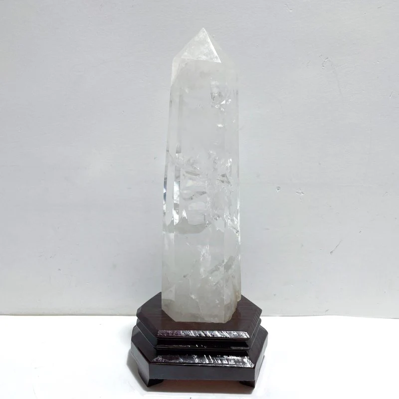 Large Clear Quartz Tower Point With Stand With Rainbow