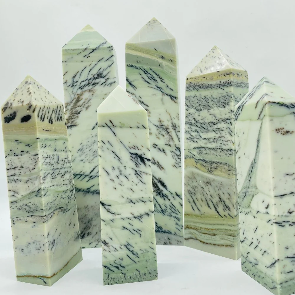 Large Dendritic Sage Jasper Tree Stone Four-Sided Tower Point Wholesale - Image 2