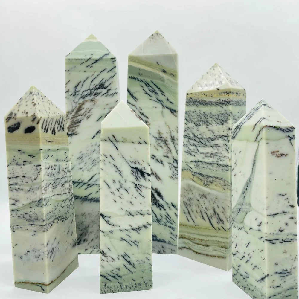 Large Dendritic Sage Jasper Tree Stone Four-Sided Tower Point Wholesale - Image 3