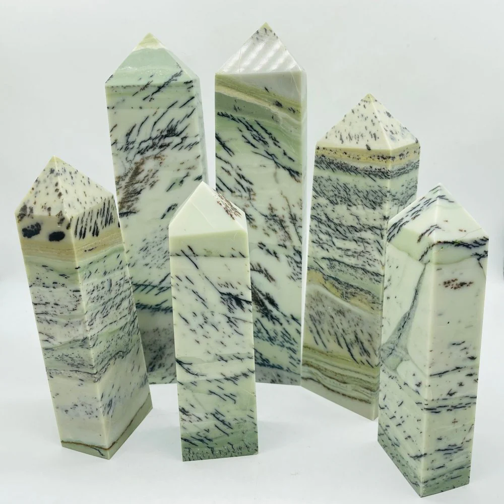 Large Dendritic Sage Jasper Tree Stone Four-Sided Tower Point Wholesale - Image 4