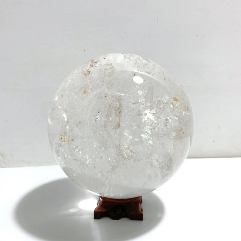 Large Clear Quartz Sphere With Big Rainbow For Collection