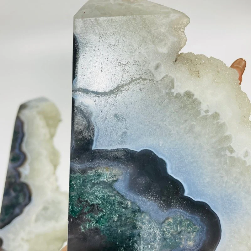 4 Pieces Large Druzy Black Moss Agate Points - Image 7