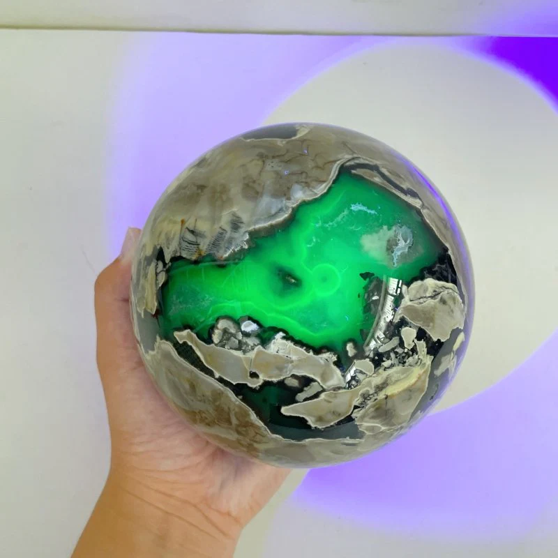4 Pieces Large Volcano Agate Sphere (UV REACTIVE) - Image 2
