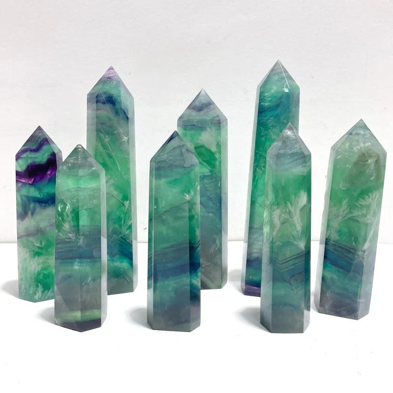 8 Pieces Large Feather Fluorite Tower Points