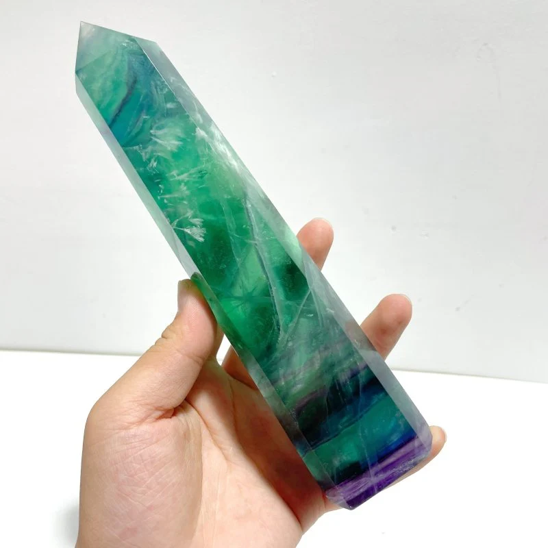 8 Pieces Large Feather Fluorite Tower Points - Image 3