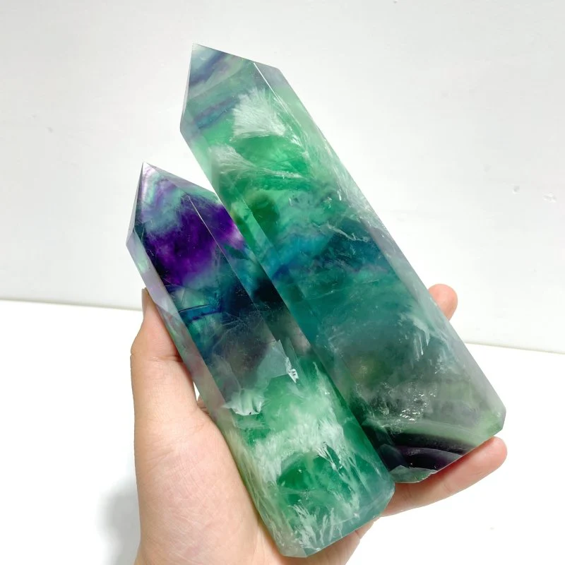 8 Pieces Large Feather Fluorite Tower Points - Image 4