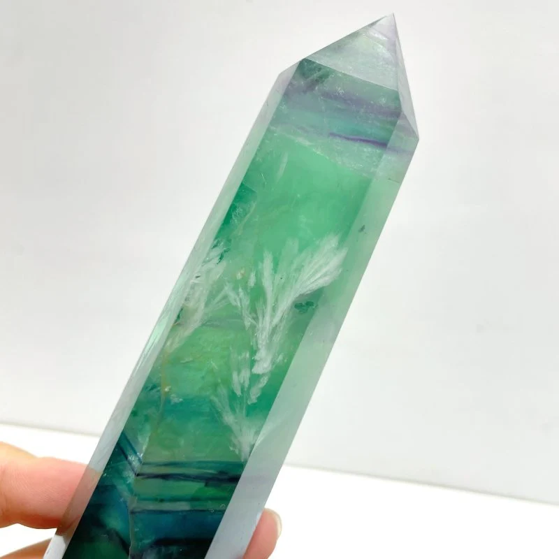 8 Pieces Large Feather Fluorite Tower Points - Image 7