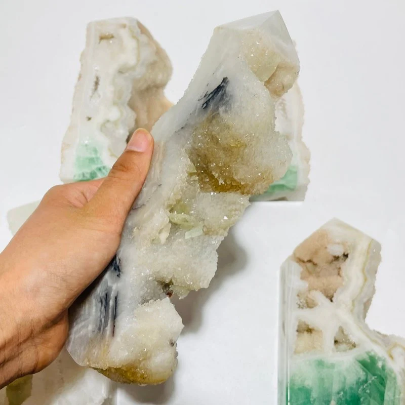 5 Pieces Large Fluorite Druzy Geode Points - Image 4