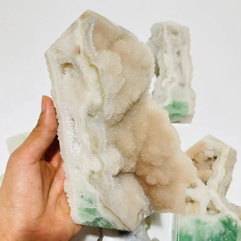 5 Pieces Large Fluorite Druzy Geode Points - Image 7