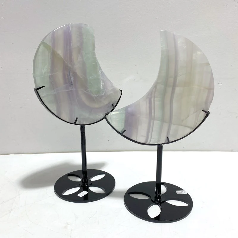 4 Pieces Large Fluorite Moon Carving With Stand - Image 2