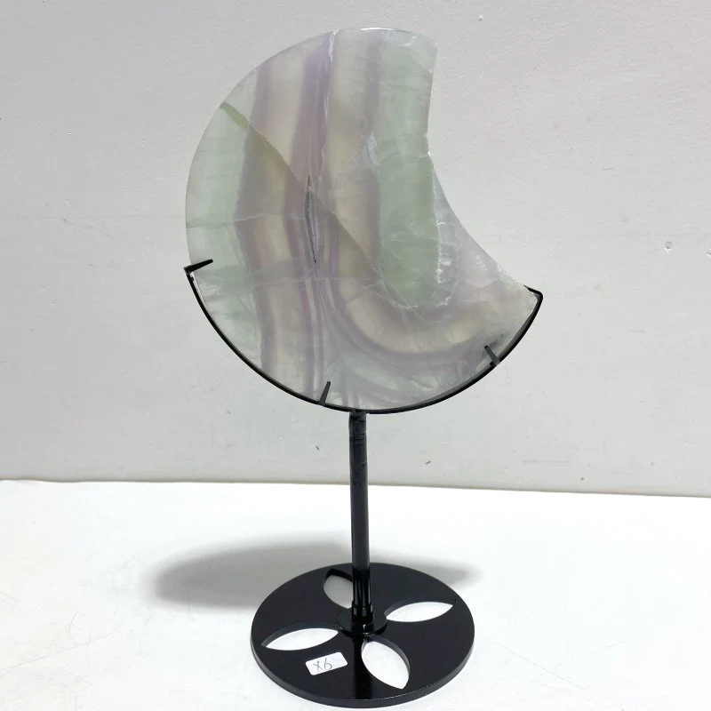 4 Pieces Large Fluorite Moon Carving With Stand - Image 4