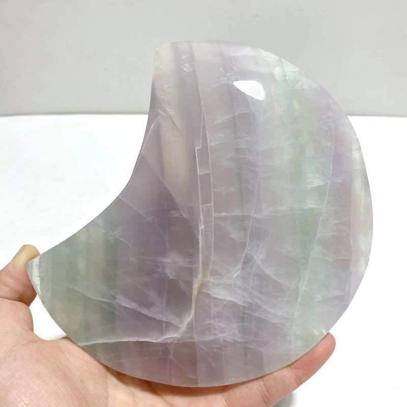 4 Pieces Large Fluorite Moon Carving With Stand - Image 5