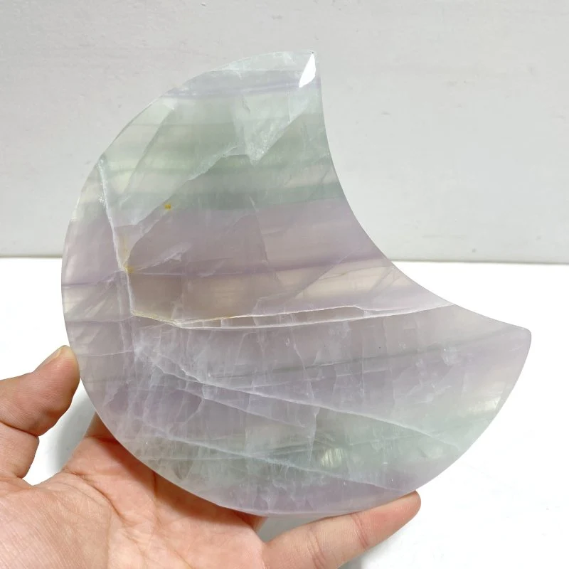 4 Pieces Large Fluorite Moon Carving With Stand - Image 6