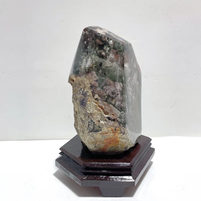 Large Garden Quartz Enhydro Quartz Tower Point With Rainbow - Image 2