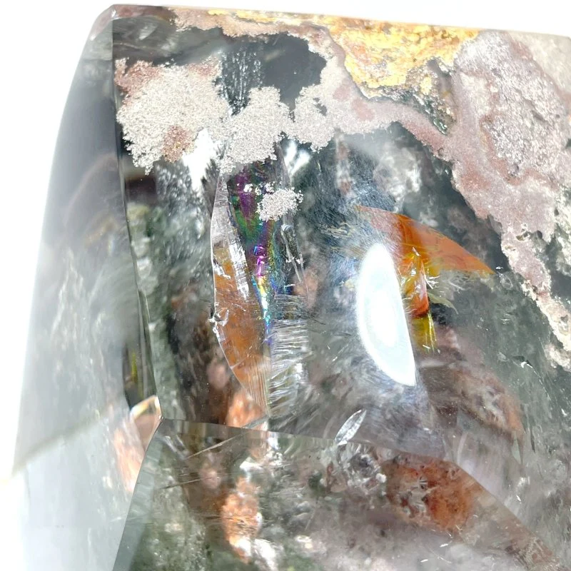 Large Garden Quartz Enhydro Quartz Tower Point With Rainbow - Image 4