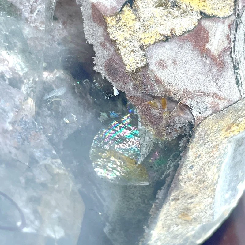 Large Garden Quartz Enhydro Quartz Tower Point With Rainbow - Image 7