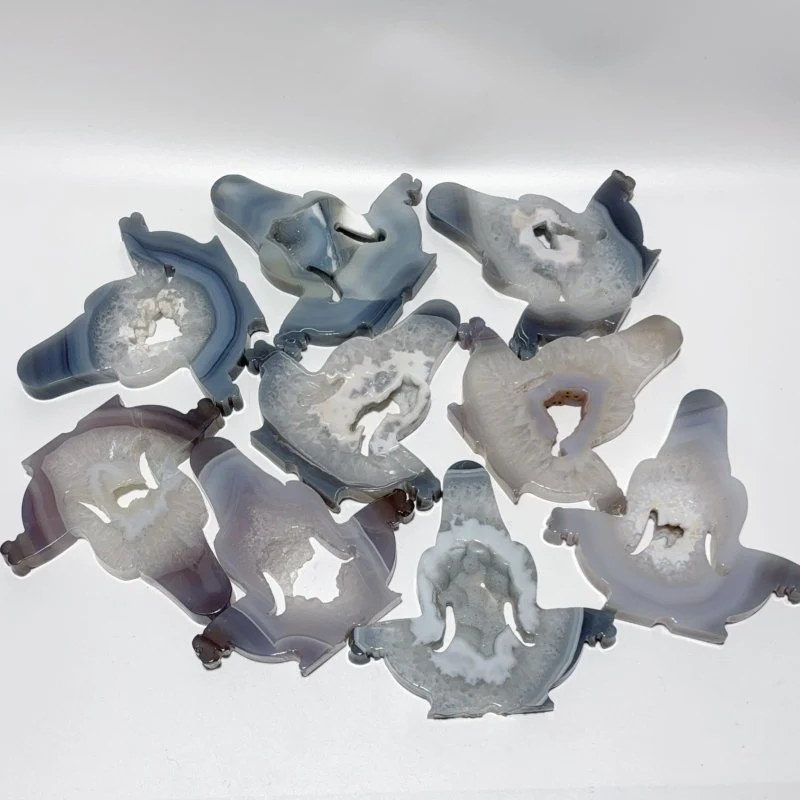9 Pieces Large Geode Agate Mother Earth Carving - Image 10