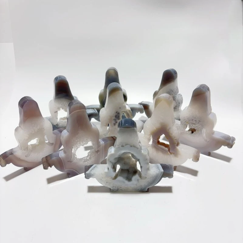 9 Pieces Large Geode Agate Mother Earth Carving - Image 2