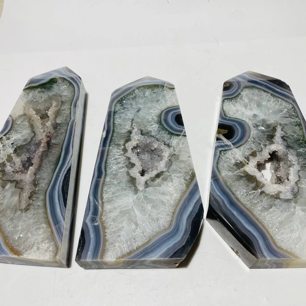 3 Pieces Beautiful Large Geode Agate Tower - Image 5