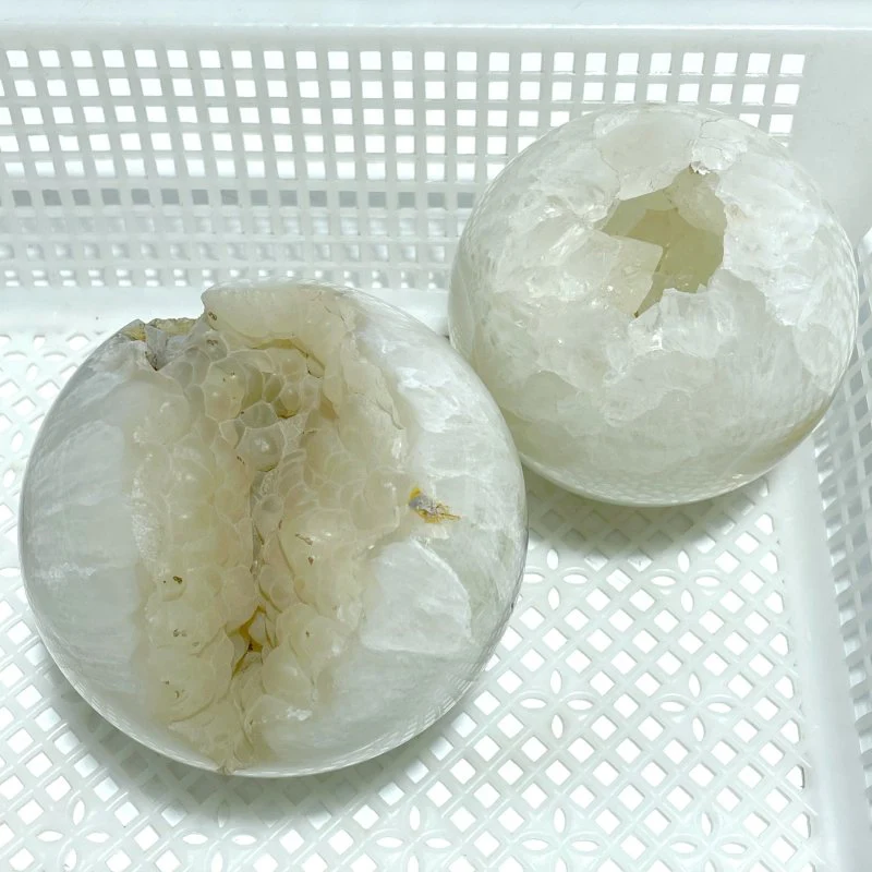 2 Pieces Large Geode Druzy Agate Spheres