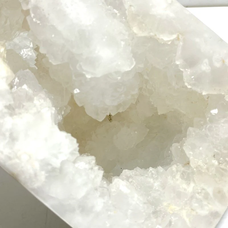 Large Geode Druzy White Moss Agate Four-sided Point - Image 3