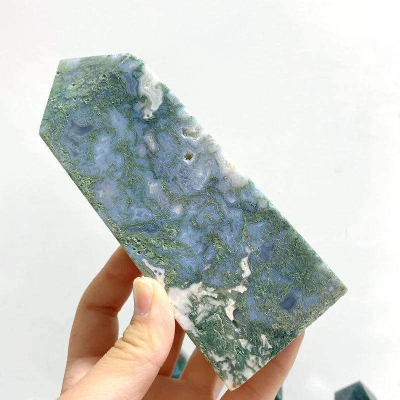 17 Pieces Moss Agate Four-Sided Points - Image 6