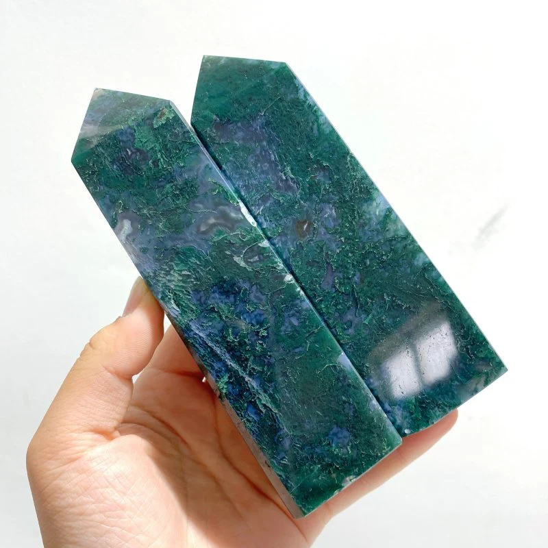 17 Pieces Moss Agate Four-Sided Points - Image 7