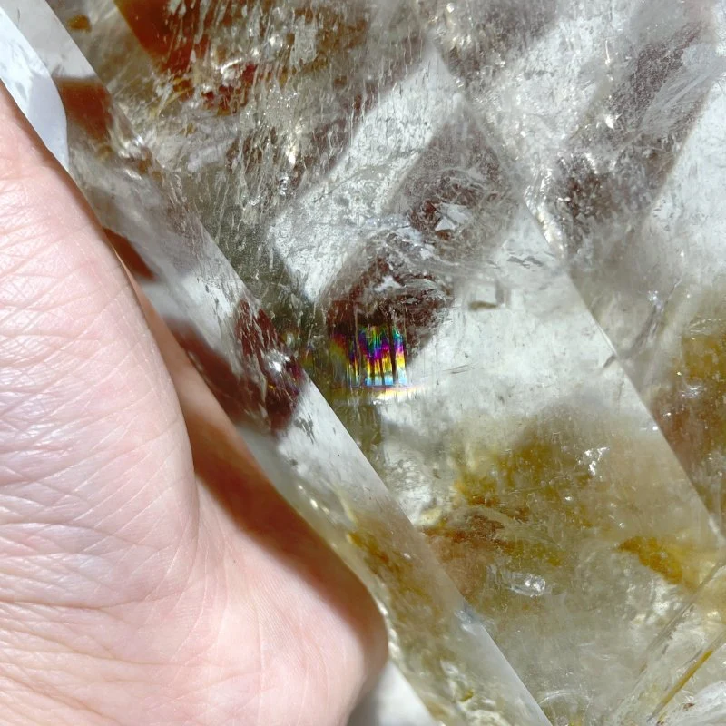 3 Pieces Large Golden Hematoid Quartz Crystal Point Raw Bottom With Rainbow - Image 15