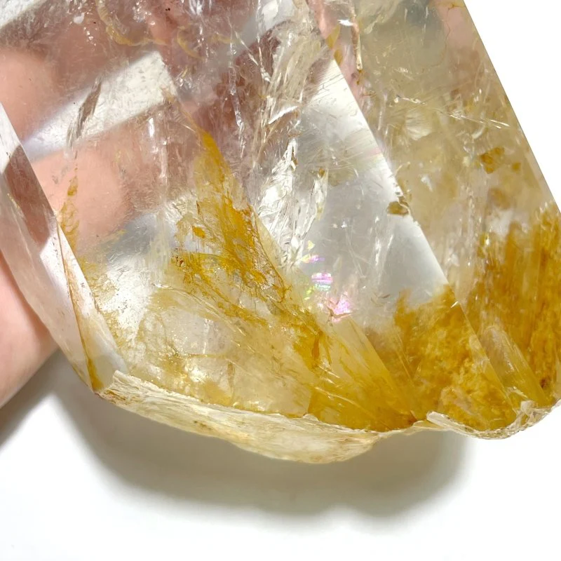 3 Pieces Large Golden Hematoid Quartz Crystal Point Raw Bottom With Rainbow - Image 6