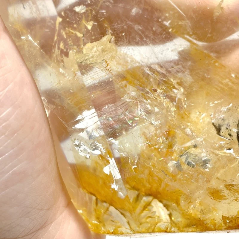 3 Pieces Large Golden Hematoid Quartz Crystal Point Raw Bottom With Rainbow - Image 7