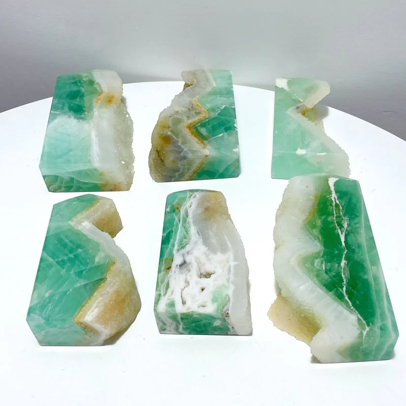6 Pieces Large Green Fluorite Druzy Geode Tower Points - Image 7