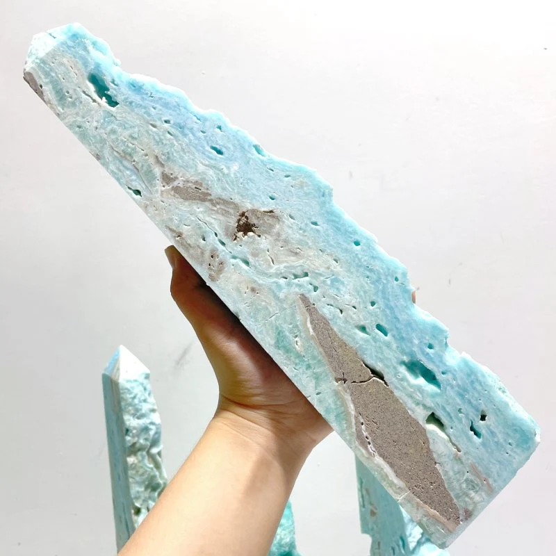 7 Pieces Large Blue Hemimorphite Four-Sided Tower Raw Side - Image 4