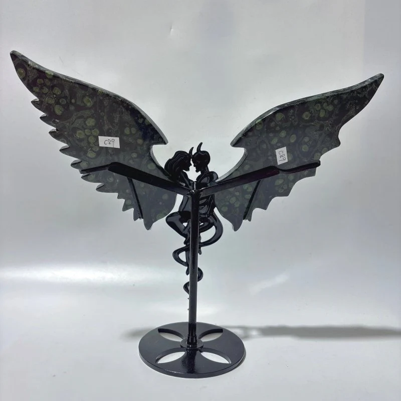 Large Kambaba Demon And Angel Wing Carving With Stand - Image 3