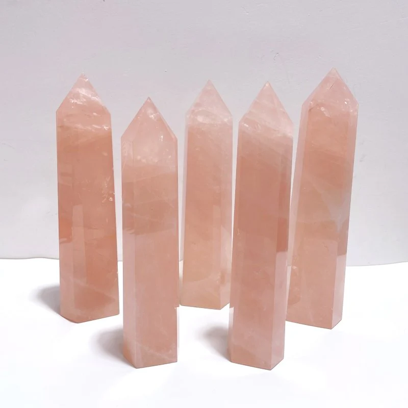 5 Pieces Large Madagascar Deep Pink Rose Quartz Points