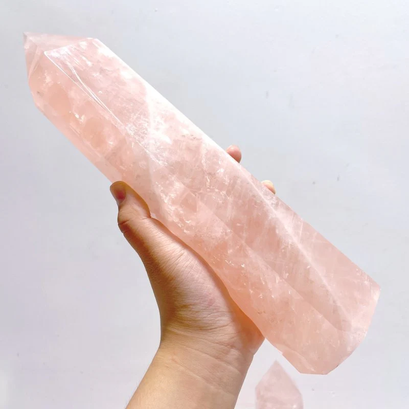 5 Pieces Large Madagascar Deep Pink Rose Quartz Points - Image 3