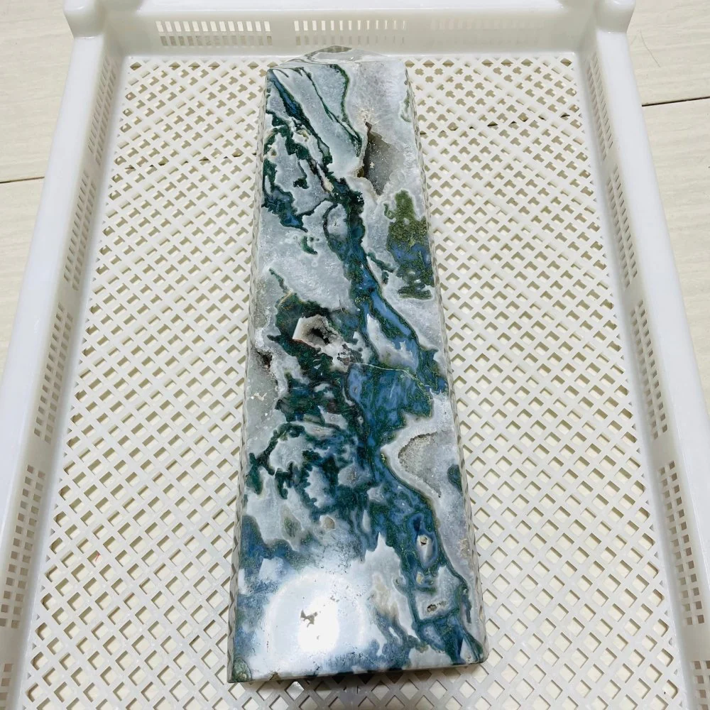 16In Large Moss Agate Geode Druzy Tower - Image 2