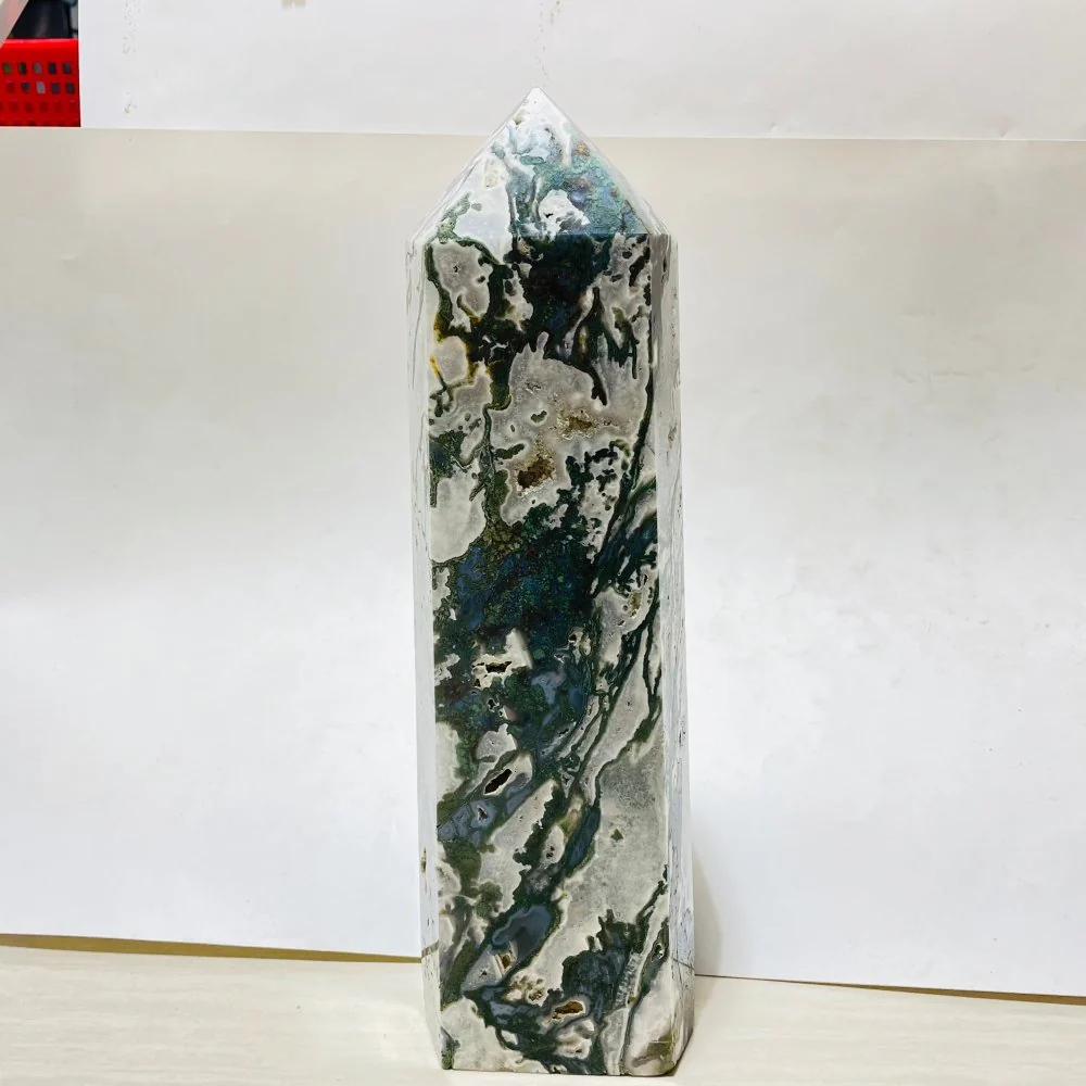 16In Large Moss Agate Geode Druzy Tower - Image 4