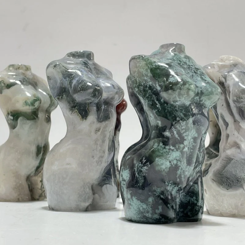 10 Pieces Moss Agate Goddess Carving - Image 2